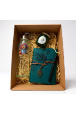 Deri Kaplı Defter, Cam Matara ve Kokulu Mumlu Özel Hediye Kutusu - Görsel 2