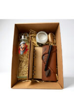 Deri Kaplı Defter, Cam Matara ve Kokulu Mumlu Özel Hediye Kutusu