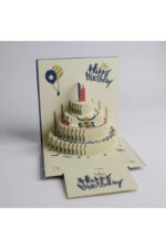 3D Happy Birthday Tebrik Kartı 15x15 cm – Pop Up Doğum Günü Kartı, Kutlama ve Hediyelik Kart