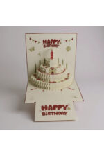 3D Happy Birthday Tebrik Kartı 15x15 cm – Pop Up Doğum Günü Kartı, Kutlama ve Hediyelik Kart