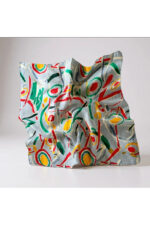 %100 İpek Fular – Renkli Soyut Desenli Gri Zemin Kadın Eşarp / Şık Aksesuar - Görsel 2