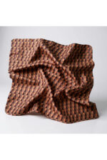 %100 İpek Fular – Kahverengi Geometrik Desenli Kadın Şık Eşarp / Saç ve Boyun Aksesuarı - Görsel 2