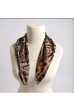 %100 İpek Fular – Kaplan ve Leopar Desenli Kadın Şık Eşarp / Lüks Aksesuar