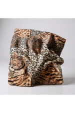 %100 İpek Fular – Kaplan ve Leopar Desenli Kadın Şık Eşarp / Lüks Aksesuar - Görsel 2