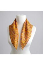 %100 İpek Fular – Mavi Küçük Desenli, Kadın Şık Eşarp / Boyun & Saç Aksesuarı