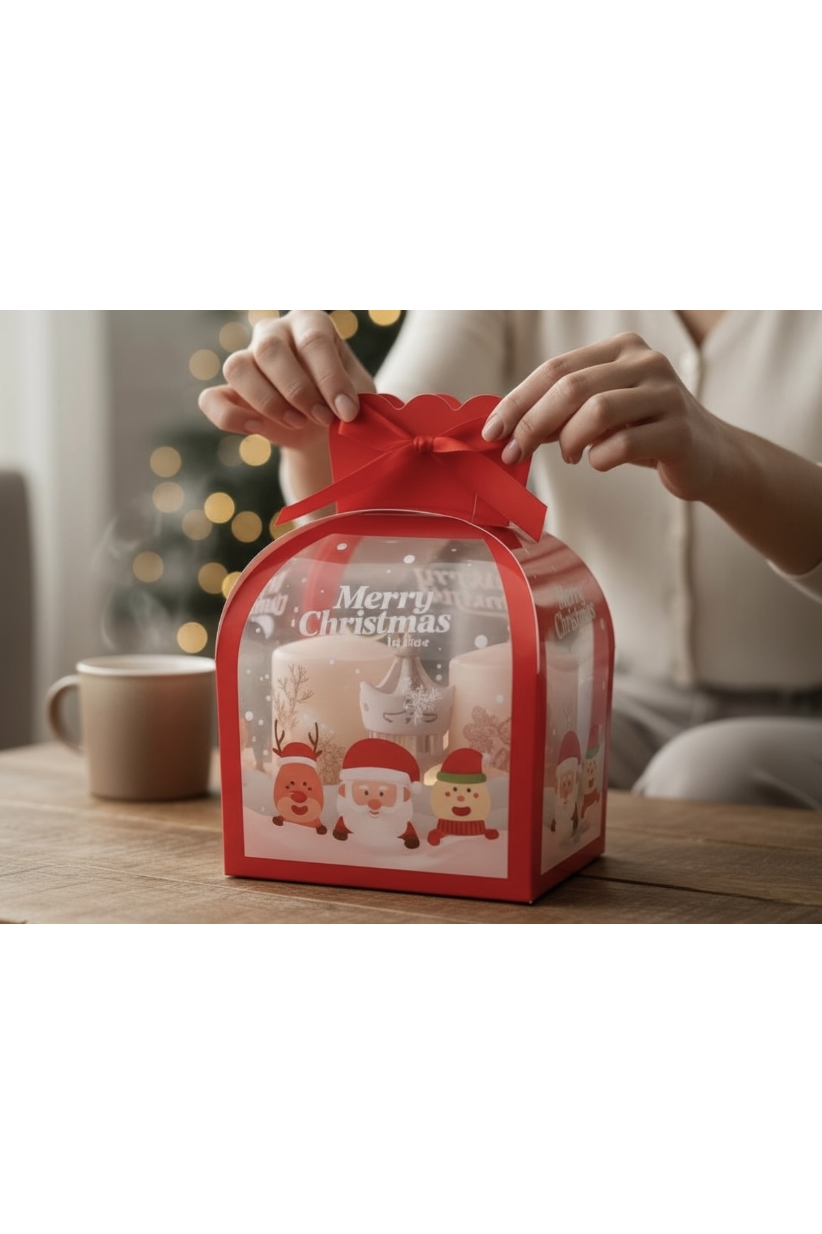 1_org_zoom 2'li Yılbaşı Temalı Mum ve Atlı Karınca Hediye Kutusu - Görsel 1