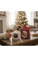Yılbaşı Temalı Noel Baba Baskılı T Kulplu Kupa - Hediye Kutulu