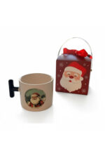 Yılbaşı Temalı Noel Baba Baskılı T Kulplu Kupa - Hediye Kutulu - Görsel 3
