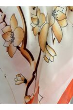 Zarif Çiçek Desenli Saten Eşarp - Fular - Şal - Bandana 70*70 cm - Görsel 2