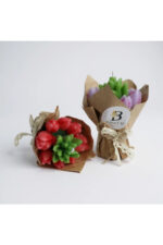 Lila Çiçek Buketi Mum