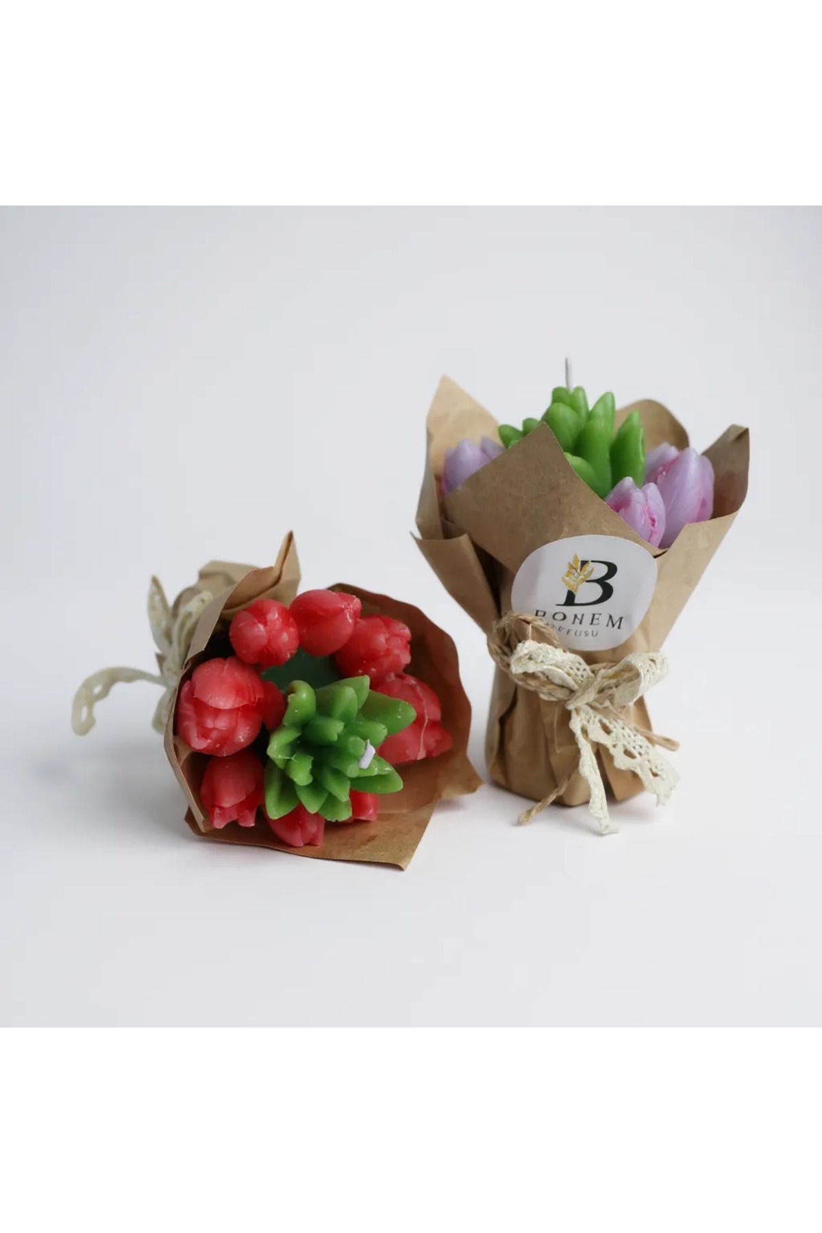 1_org_zoom Lila Çiçek Buketi Mum - Görsel 1