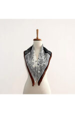 Zarif Etnik Desenli Saten Eşarp - Fular - Şal - Bandana 70*70 cm