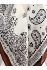 Zarif Etnik Desenli Saten Eşarp - Fular - Şal - Bandana 70*70 cm - Görsel 2