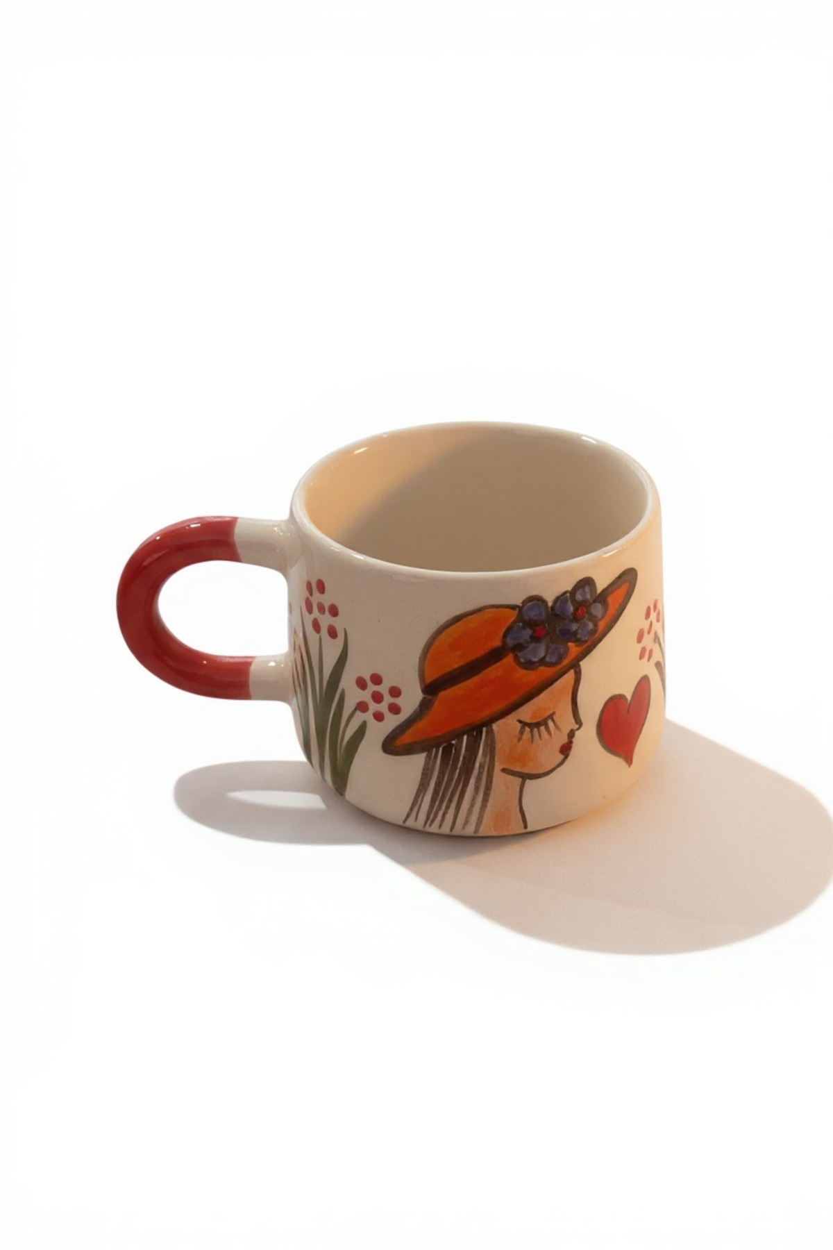 1_org_zoom Şapkalı Kız Beyaz Çay - Kahve Fincanı - Görsel 1