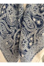 Zarif Etnik Desenli Saten Eşarp - Fular - Şal - Bandana 70*70 cm - Görsel 2