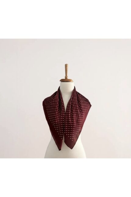 Zarif Puantiyeli Saten Eşarp - Fular - Şal - Bandana 70*70 cm
