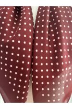 Zarif Puantiyeli Saten Eşarp - Fular - Şal - Bandana 70*70 cm - Görsel 2