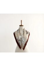 Zarif Çiçek Desenli Saten Eşarp - Fular - Şal - Bandana 70*70 cm