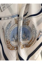 Zarif Gemi Desenli Saten Eşarp - Fular - Şal - Bandana 70*70 cm - Görsel 2