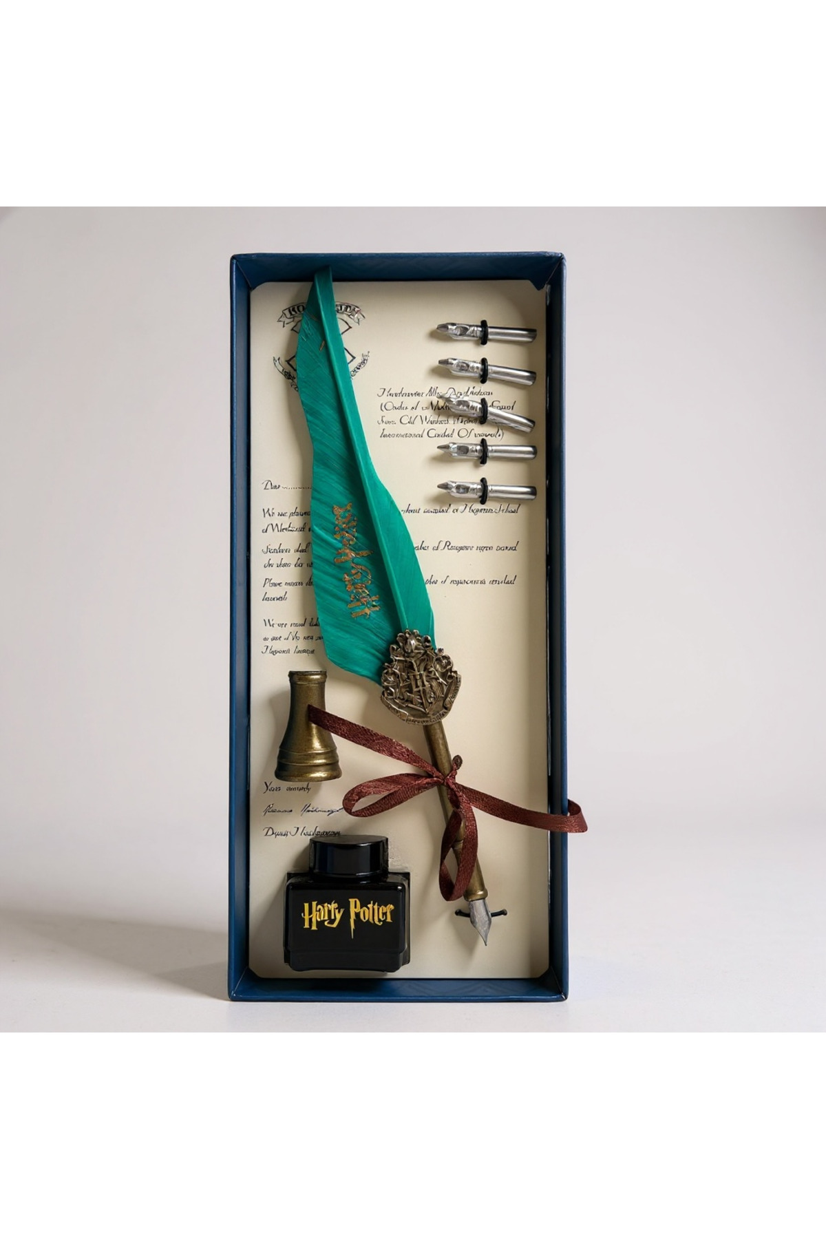 1_org_zoom Harry Potter Yeşil Tüylü Kalem Seti - Görsel 1